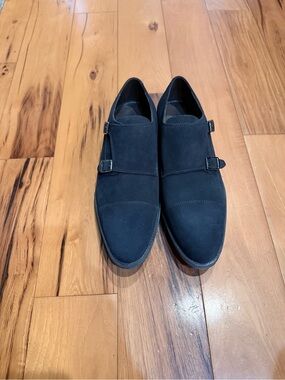 A. Testoni BASIC Men’s Blue Suede Double Monk Strap Shoes Size 11.5 Italy Luxury